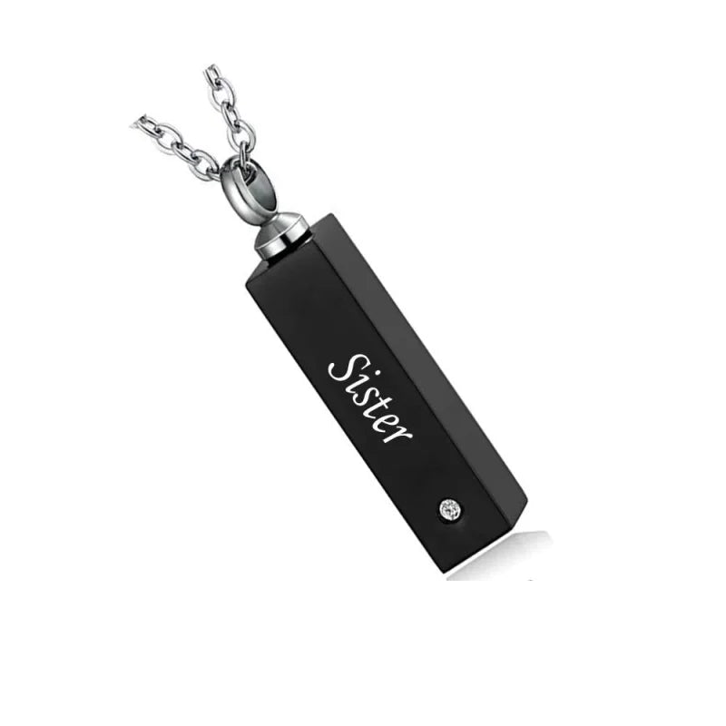 Stalen Ashanger Zus - Hart in Hart zirkonia met ketting-Sister-2cm - Heren