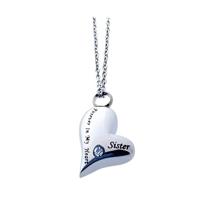 Stalen Ashanger Zus - forever in my heart zirkonia met ketting-Sister-2cm - Heren