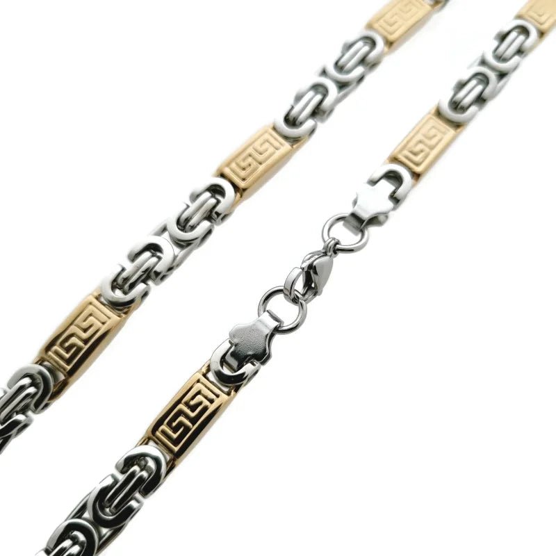 Opvallende Stalen Koningsketting - man - Bicolor / 55cm / 9mm - Heren