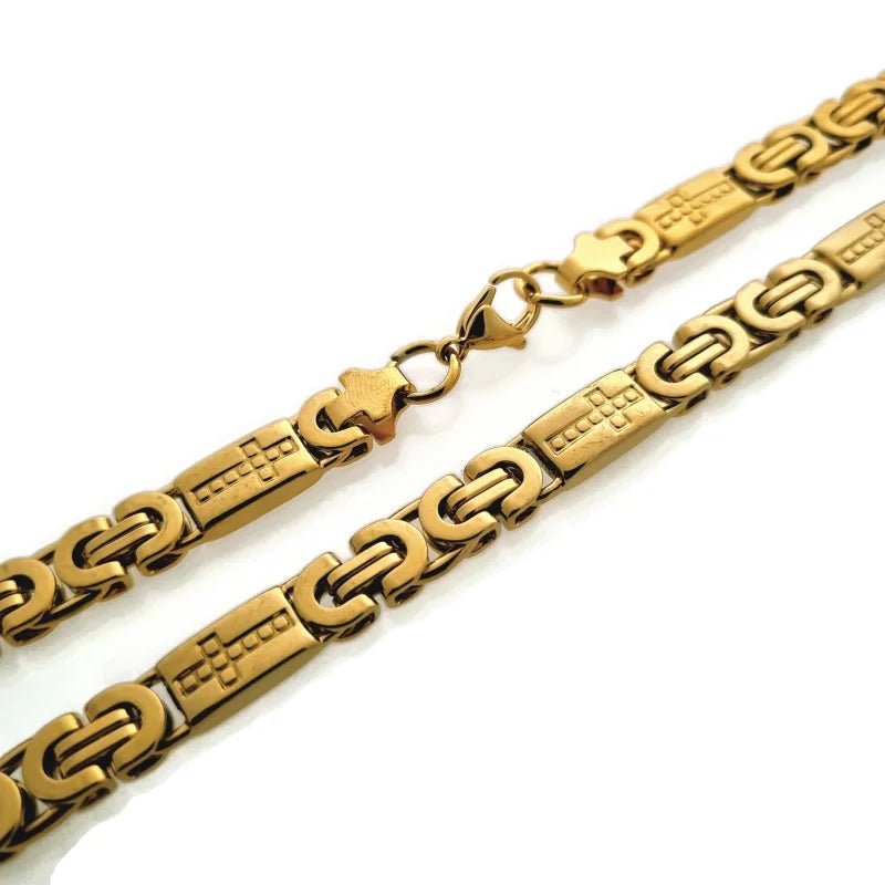 Grieks Motief Stalen Koningsketting met Versace Design - Bicolor / 55cm / 6mm - Heren