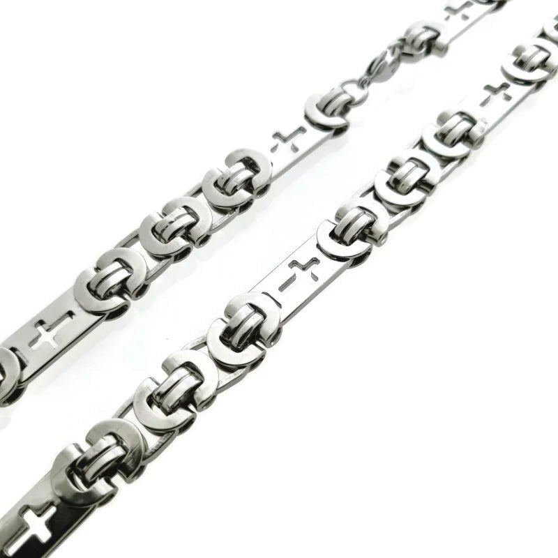 Stoere Rvs Koningsketting met Kruisjes - Goudkleur - Heren