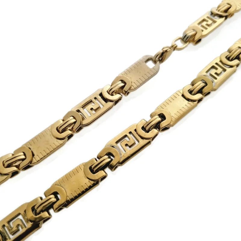 Koningsketting Marine - Brede Schakelketting met Versace - Bicolor - Heren