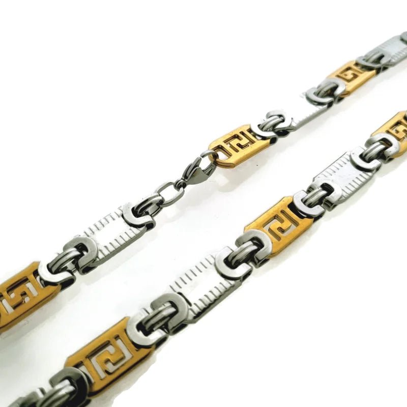 Koningsketting Marine - Brede Schakelketting met Versace - Bicolor - Heren