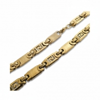 Koningsketting Marine - Brede Schakelketting met Versace - Bicolor - Heren