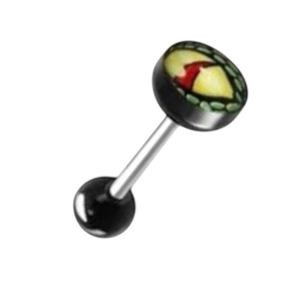 Stalen Logo Tongpiercing met Acryl Balletje - Reptielen-Oog -
