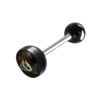 Stalen Logo Tongpiercing met Acryl Balletje - Schorpioen-Rood -