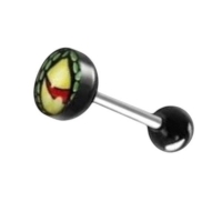 Stalen Logo Tongpiercing met Acryl Balletje - Schorpioen-Rood -