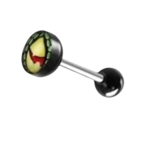 Stalen Logo Tongpiercing met Acryl Balletje - Piraat-Zwaard -