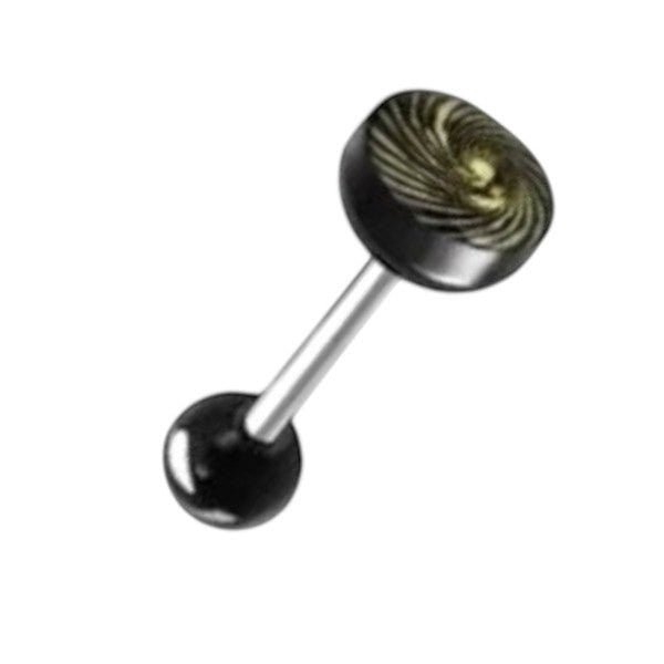Stalen Logo Tongpiercing met Acryl Balletje - Spiraal -
