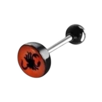 Stalen Logo Tongpiercing met Acryl Balletje - Spiraal -