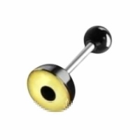 Stalen Logo Tongpiercing met Acryl Balletje - Sterretjes-Blauw -