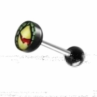 Stalen Logo Tongpiercing met Acryl Balletje - Sterretjes-Blauw -