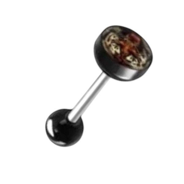 Stalen Logo Tongpiercing met Acryl Balletje - Tijger -