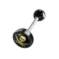 Stalen Logo Tongpiercing met Acryl Balletje - Vlam -
