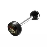Stalen Logo Tongpiercing met Acryl Balletje - Vlam -