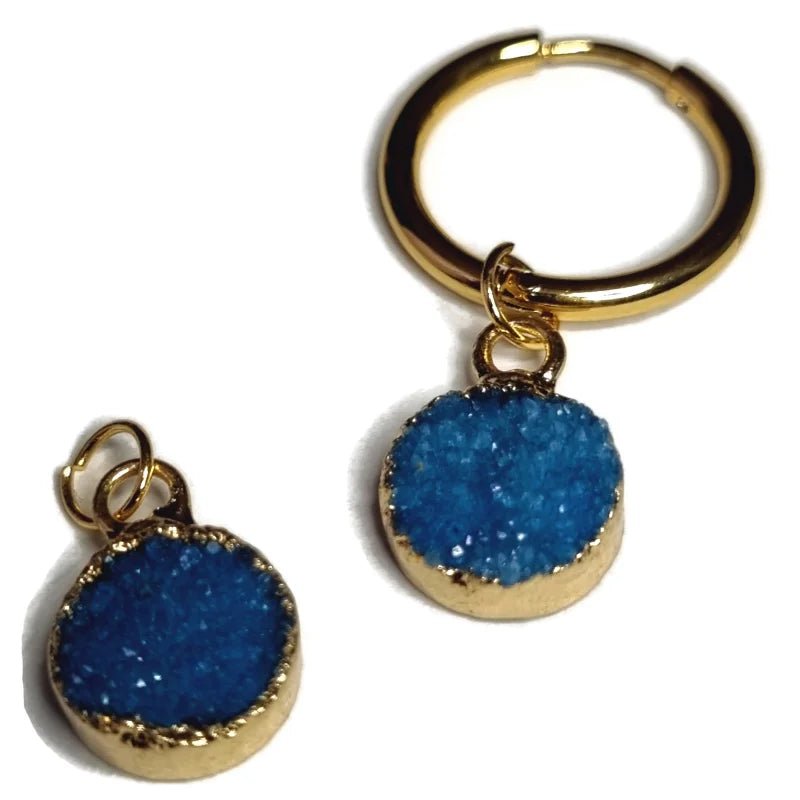 Sierlijke Druzy Oorbedels - Kleurrijk en Uniek - Goudkleur / 10mm / Galaxy blue - Unisex