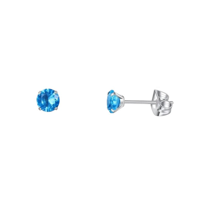 Titanium Oorbellen - Lichtblauwe Zirkonia - 4mm -