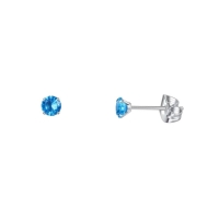 Titanium Oorbellen - Lichtblauwe Zirkonia - 7mm -