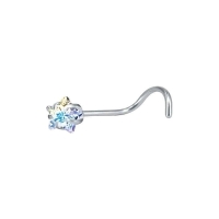 Stalen Neuspiercing met AB Transparante Zirkonia