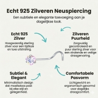 Stalen Neuspiercing met AB Transparante Zirkonia - Ster - Heren