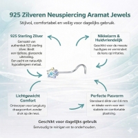 Stalen Neuspiercing met AB Transparante Zirkonia - Ster - Heren