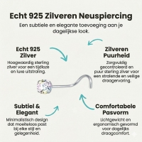Stalen Neuspiercing met AB Transparante Zirkonia - Ster - Heren