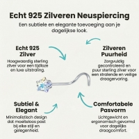 Stalen Neuspiercing met AB Transparante Zirkonia - Ster - Heren