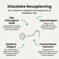 Stalen Neuspiercing met Zirkonia Steentje - Ster - Heren