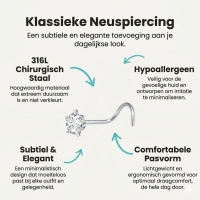 Stalen Neuspiercing met Zirkonia Steentje - Ster - Heren