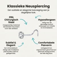 Stalen Neuspiercing met Zirkonia Steentje - Ster - Heren