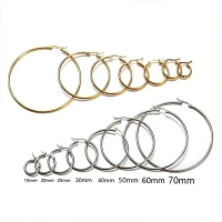 RVS Oorringen Goudkleur 20mm Vorksluiting - Glanzende Hoepels - Zilverkleurig / 15mm -