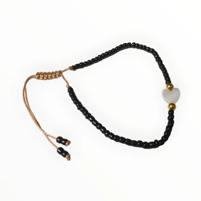 Verstelbare Armband Met Schelp Hartje - Blauw - Dames