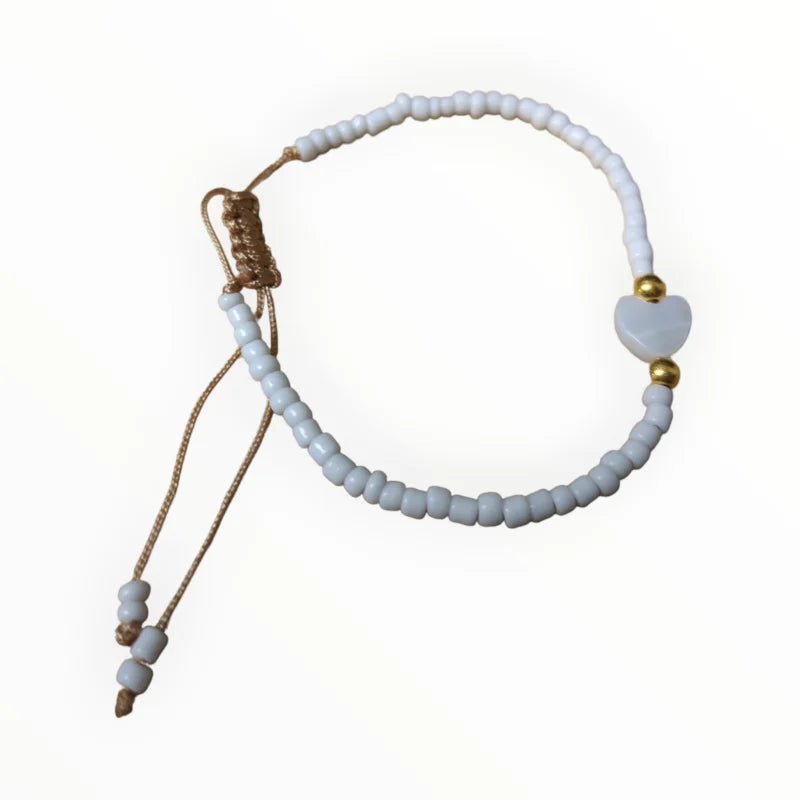 Verstelbare Armband Met Schelp Hartje - Groen - Dames