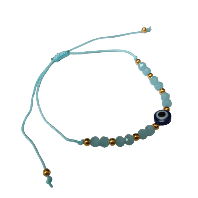 Verstelbare Boze Oog touw Armbandje - Licht Blauw - Dames