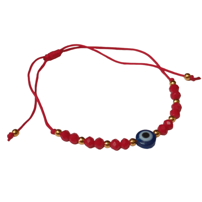 Verstelbare Boze Oog touw Armbandje - Koraal Rood - Dames